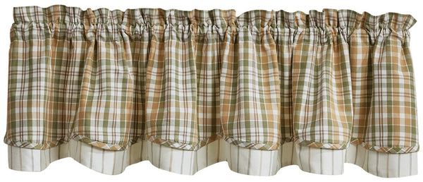 Farmstead Plaid Lined Layered Valance 72x16 – Farmhouse Plaid Window Valance