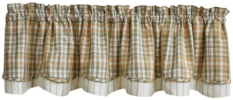 Farmstead Plaid Lined Layered Valance 72x16 – Farmhouse Plaid Window Valance