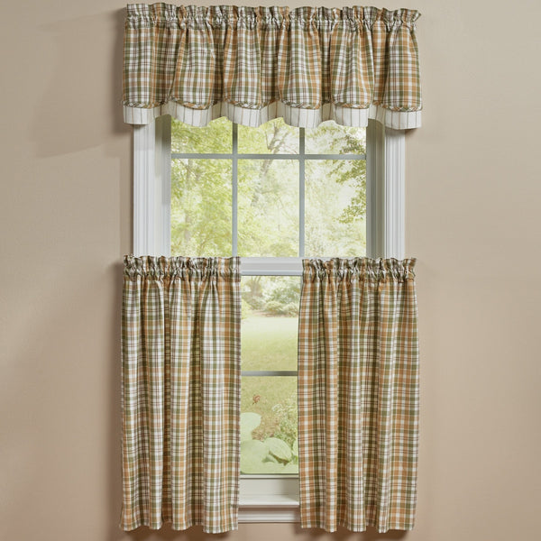 Farmstead Plaid Lined Layered Valance 72x16 – Farmhouse Plaid Window Valance