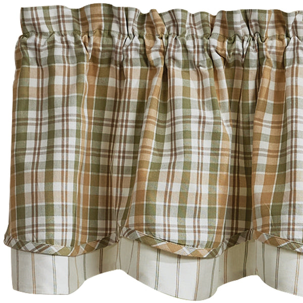 Farmstead Plaid Lined Layered Valance 72x16 – Farmhouse Plaid Window Valance