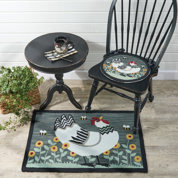 My Little White Hen Hooked Chair Pad