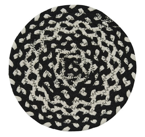  Blacksburg Braided Trivet (set of 2)  Colors:  Black and Ivory/White