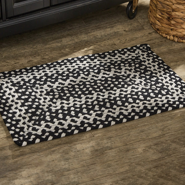 Blacksburg Braided Rectangle Rug 20" X 30"  Colors:  Black and Ivory/White