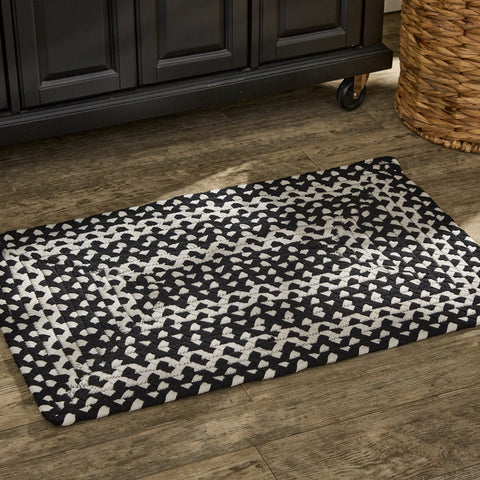 Blacksburg Braided Rectangle Rug 27" X 45"  Colors:  Black and Ivory/White