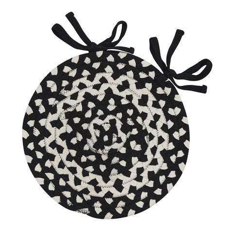 Blacksburg Braided Chairpad  Colors:  Black & Ivory White