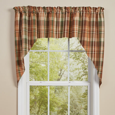 These Woodbourne Swags feature stunning shades of orange, green, brown, and tan that combine to create a pretty plaid! 