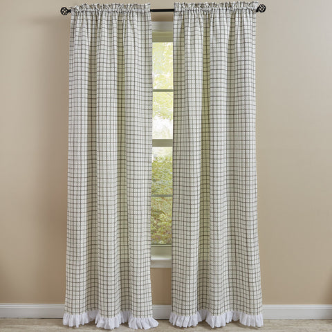 The windowpane plaid and beautiful eyelet trim in these<span>&nbsp;</span><strong>Kindred Panels</strong><span> </span>are sure to project a classic country farmhouse flair, with the lovely shades of candlelight white, dove gray, and briarwood green! So simple, and yet so elegant