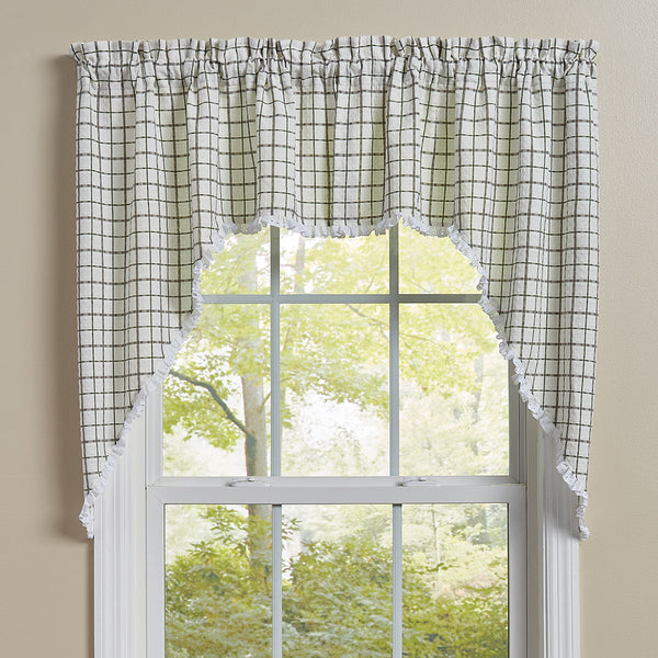 The windowpane plaid and beautiful eyelet trim in these<span>&nbsp;</span><strong>Kindred Swags</strong><span>&nbsp;</span>are sure to project a classic country farmhouse flair, with the lovely shades of candlelight white, dove gray, and briarwood green! So simple, and yet so elegant!