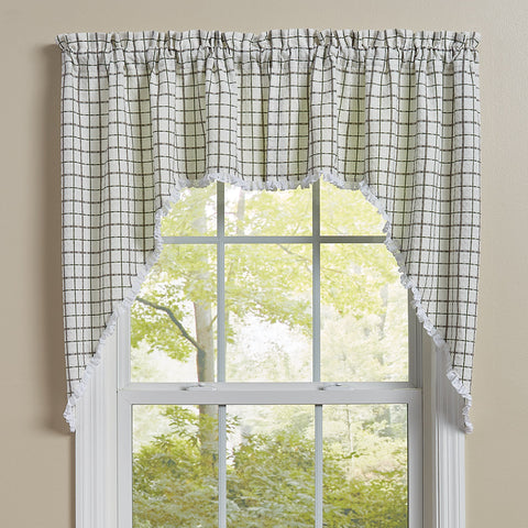 The windowpane plaid and beautiful eyelet trim in these<span>&nbsp;</span><strong>Kindred Swags</strong><span>&nbsp;</span>are sure to project a classic country farmhouse flair, with the lovely shades of candlelight white, dove gray, and briarwood green! So simple, and yet so elegant!