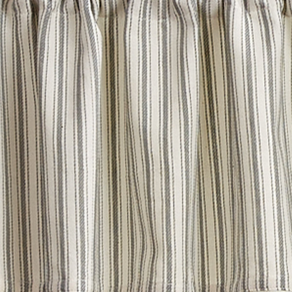 Ticking With Ball Fringe Valance 14" L