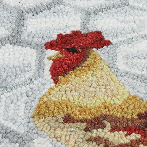 Break Of Day Rooster Hooked Stool