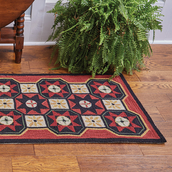 Folk Star Hooked Rug Runner 2 x 6 - Clearance - All Sales Final