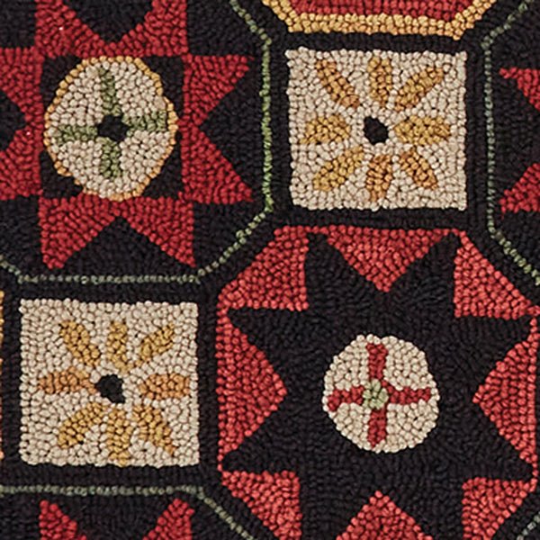 Folk Star Hooked Rug Runner 2 x 6 - Clearance - All Sales Final