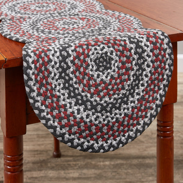 You will love the bold color palette of the Limestone Braided Table Runners! Whisper greige, candlelight white, black, and Christmas red combine to create a beautiful farmhouse flair! Also available in coordinating napkins, placemats, dish towels and cloths, and window treatments (all sold separately), the runners come in two different sizes.