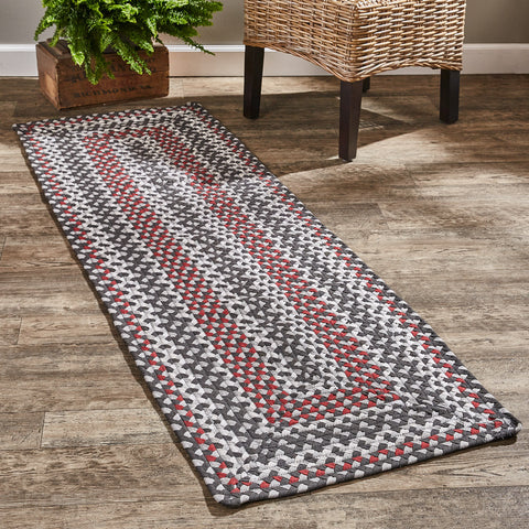 The Limestone Rectangle Braided Rugs feature a vibrant combination of whisper greige, candlelight white, black, and Christmas red! Keep your floors and your feet clean and protected! Available in a variety of size choices.