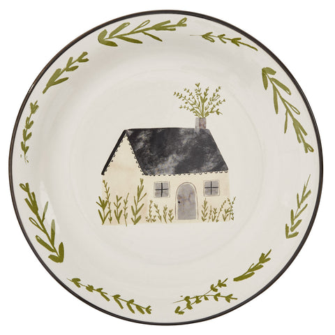 Add a gorgeous touch to your country table with the Together Salad Plates by Park Designs! Made of stoneware and featuring a serene picture of a country home and border of rutsic green leaves, these plates are sure to add charm to your country decor! Complete the look with the Together dinner plates, cereal bowls, mugs, spoon rest, oval platter, and salt and pepper set!