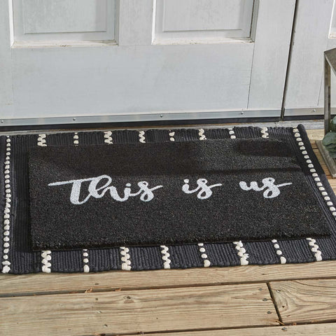 Our Fairfield This Is Us Doormat will liven up your entryway and add warm welcome to your home.  Features a black background and white letters reading This is Us.