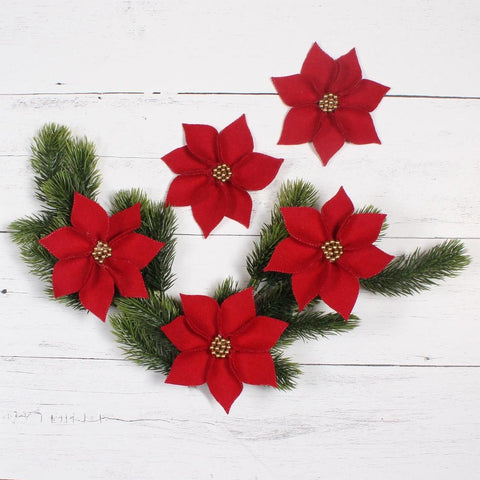 Poinsettia Fills Set of 5 | Primitive Christmas Decor