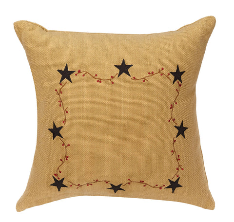 Zip Cushion Cover - Burlap Berry with Star
 with Insert