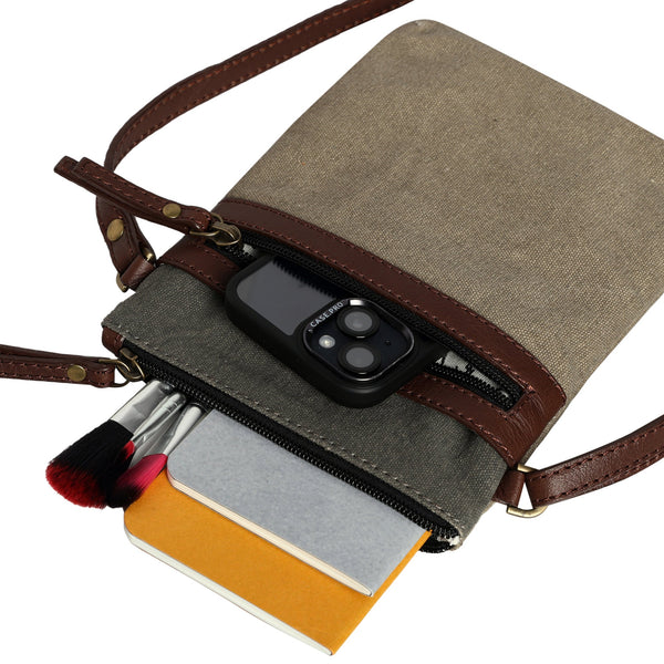 Ava Ice Grey Canvas Crossbody