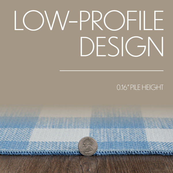 Annie Buffalo Check Blue Polyester Rug Rect 24x36