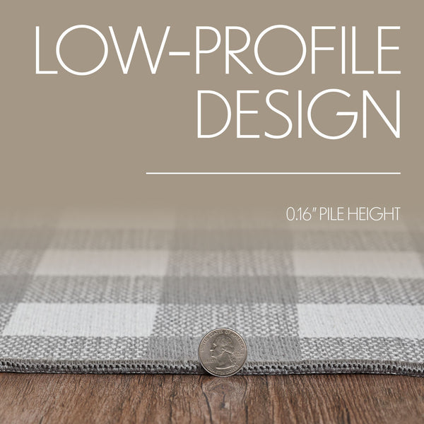 Annie Buffalo Check Grey Polyester Rug Rect 17x36