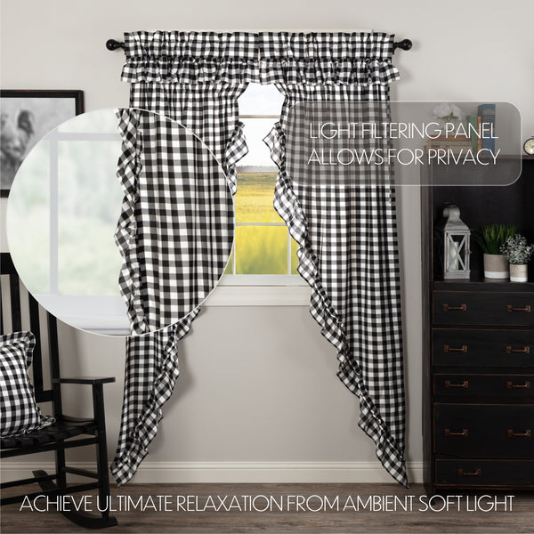 Annie Buffalo Black Check Ruffled Prairie Long Panel Set of 2 84x36x18