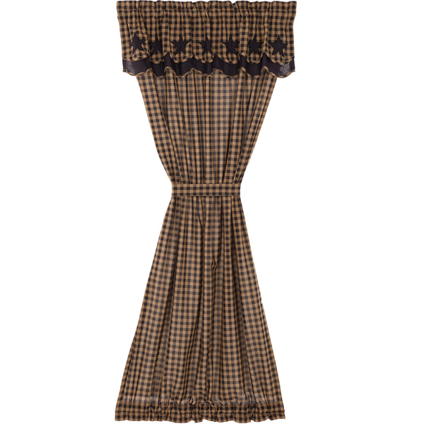 Black Star Door Panel with Attached Scalloped Layered Valance 72x40