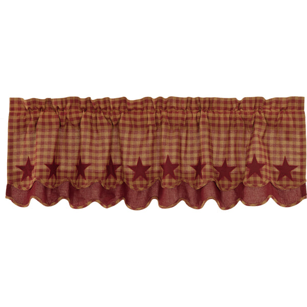 Burgundy Star Scalloped Layered Valance 16x60