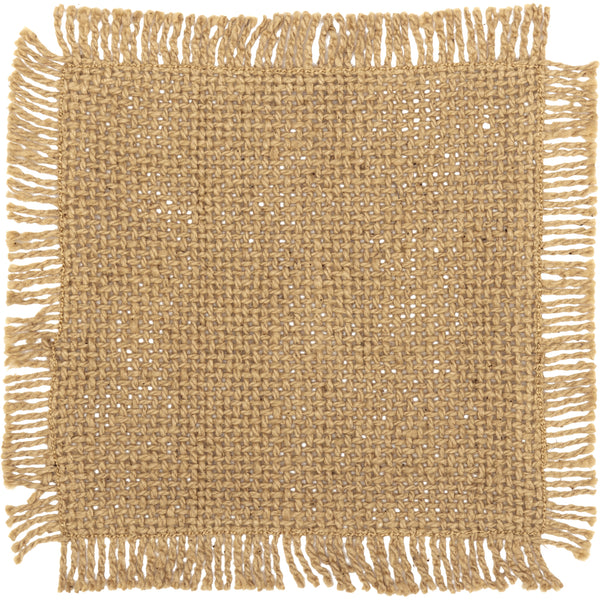 Burlap Natural Coaster Set of 12 Fringed 4x4