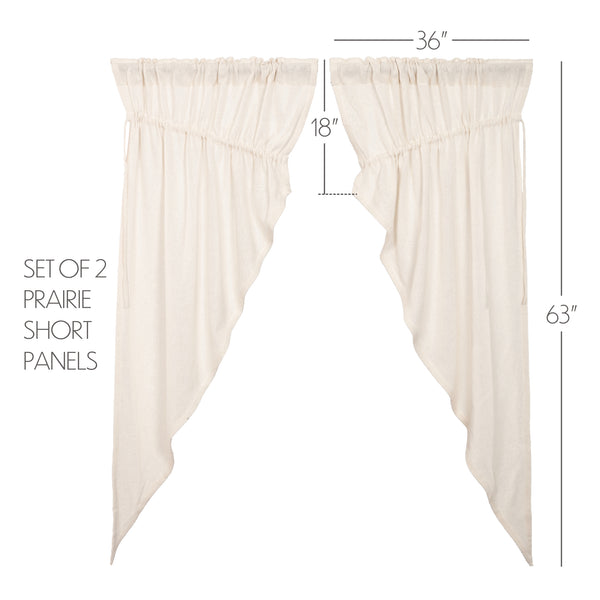 Burlap Antique White Prairie Short Panels 63x36x18 | Farmhouse Curtains
