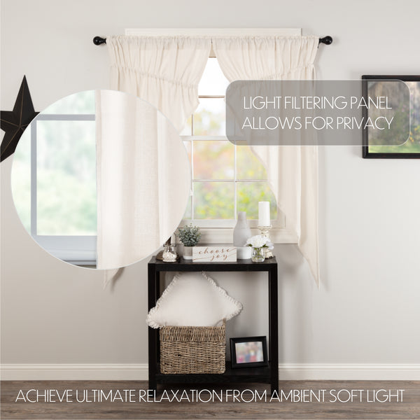 Burlap Antique White Prairie Short Panels 63x36x18 | Farmhouse Curtains