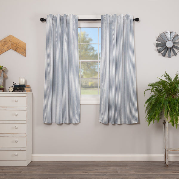 Sawyer Mill Blue Ticking Stripe Short Panel Set of 2 63x36

