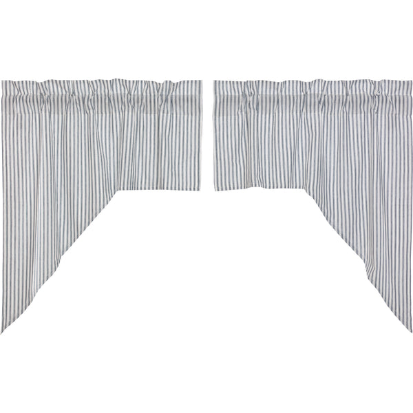 Sawyer Mill Blue Ticking Stripe Swag Set of 2 36x36x16