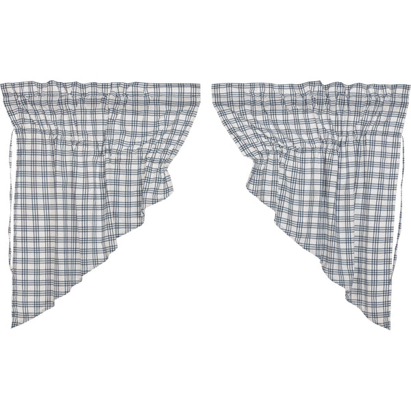 Sawyer Mill Blue Plaid Prairie Swag Set of 2 36x36x18