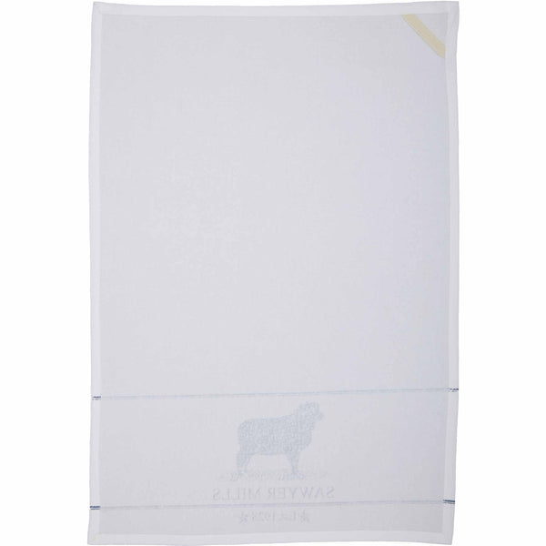 Sawyer Mill Blue Lamb Muslin Bleached White Tea Towel 19x28