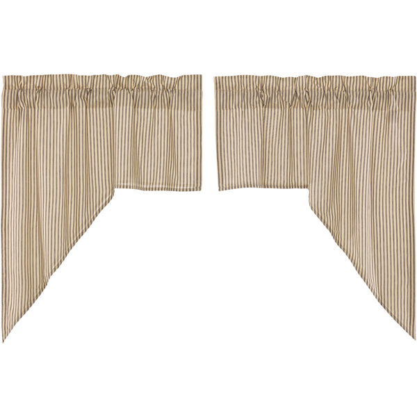 Sawyer Mill Charcoal Ticking Stripe Swag Set of 2 36x36x16