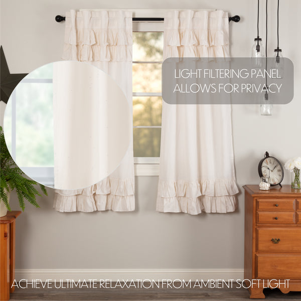 Simple Life Flax Antique White Ruffled Short Panel Set of 2 63x36