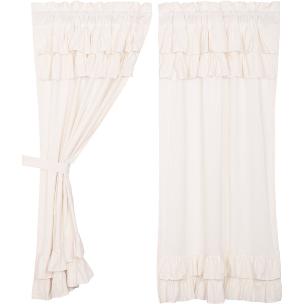 Simple Life Flax Antique White Ruffled Short Panel Set of 2 63x36