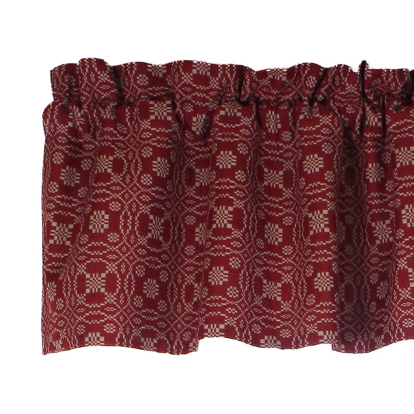 Lover’s Knot Barn Red Valance | Primitive Country Window Decor