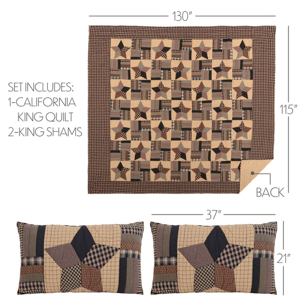 Bingham Star California King Quilt Set; 1 Quilt and 2 Shams