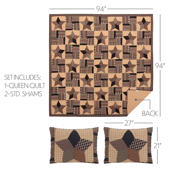 Bingham Star Queen Quilt Set; 1 Quilt with 2 shams