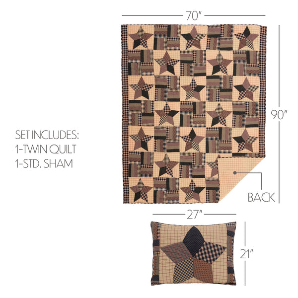 Bingham Star Twin Quilt Set; 1 Quilt and 1 Sham