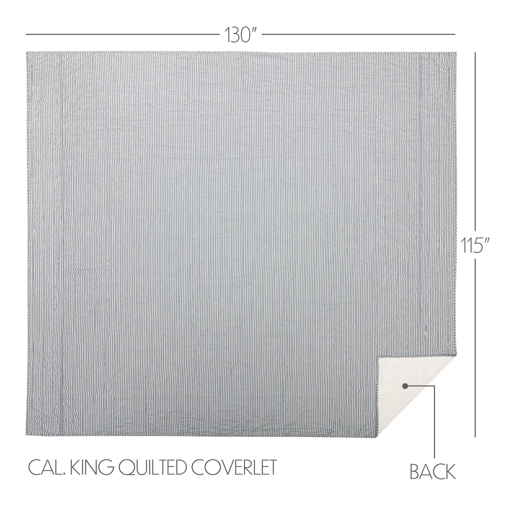 thumbnail image 2 of VHC Brands Americana Twin Coverlet - Hatteras Blue Ticking Seersucker Striped, 100% Cotton Pre-Washed, Denim Blue 2 of 11
