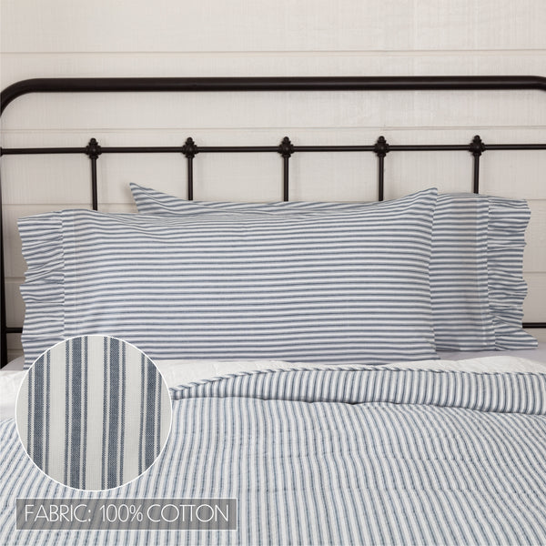 Sawyer Mill Blue Ticking Stripe King Pillow Case Set of 2 21x40