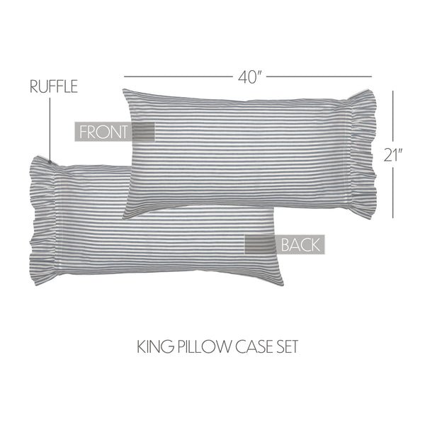 Sawyer Mill Blue Ticking Stripe King Pillow Case Set of 2 21x40