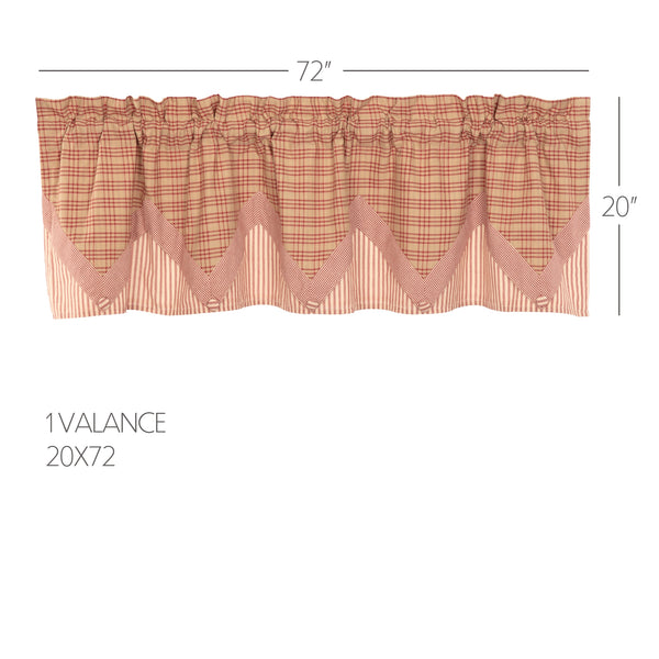 Sawyer Mill Red Valance Layered 20x72