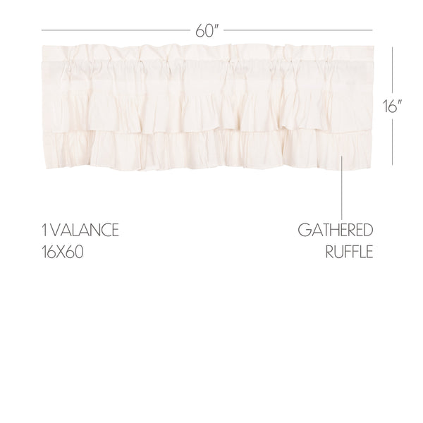 Simple Life Flax Antique White Ruffled Valance 16x60
