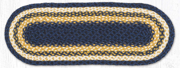 C-79 Lt. Blue/Dk. Blue/Mustard Jute Table Runner 13"x36"
