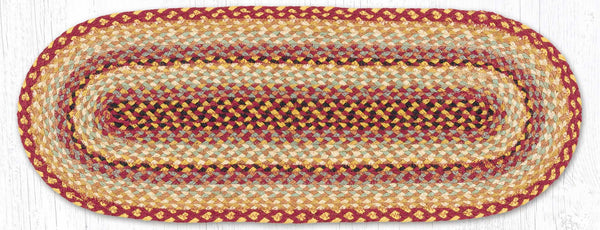 C-357 Burgundy/Gray/Cream Jute Table Runner 13"x36"